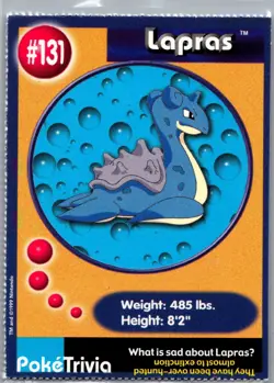 Topps Pokemon The First Movie: Scene #9 Card - #131 Lapras PokeTrivia - Image 2