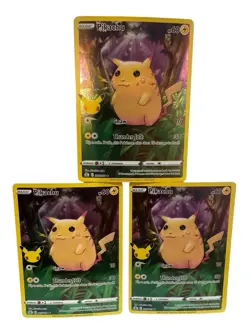 Pokemon Celebrations Pikachu Holo 005/025 Ultra Rare Full Art Lot of 3 - Image 2