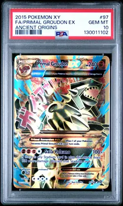 2015 POKEMON XY ANCIENT ORIGINS #97 FULL ART/PRIMAL GROUDON EX PSA 10 - Image 1