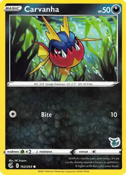 Carvanha - (Eevee Stamped) Promo Battle Academy 2022 162/264 NM English Pokemon - Image 1
