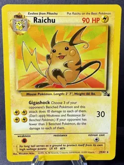 Pokemon TCG Raichu Fossil 14/62 WOTC Reg Unlimited LP - Image 1