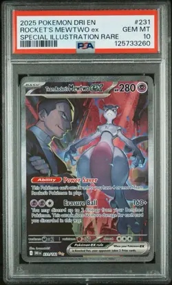 2025 POKEMON DRI EN-DESTINED RIVALS SPECIAL ILLUSTRATION RARE MEWTWO PSA 10 #231 - Image 1