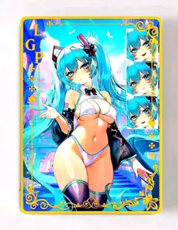 Waifu Anime Cards TCG | Miku Hatsune - Vocaloid [ METAL CARD ] Sexy Hentai Girl - Image 1