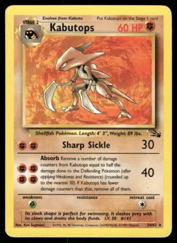 Pokemon Cards Kabutops 24/62 UNLIMITED Fossil WOTC Rare NM - Image 1