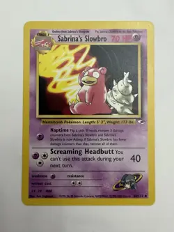VINTAGE Sabrina’s Slowbro 60/132 Gym Heroes Unlimited Pokemon Card NM - Image 1