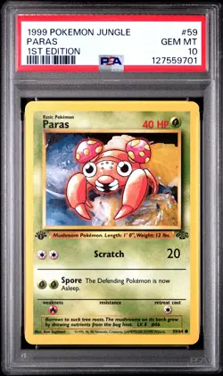 1999 POKEMON JUNGLE 1ST ED #59 PARAS PSA 10 - Image 1