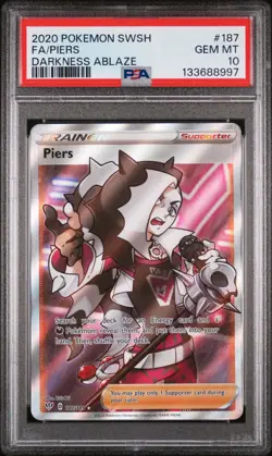 Pokemon Piers Full Art Darkness Ablaze #187 Graded Card PSA 10 - Image 1