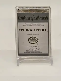 Jigglypuff Pokemon 23k Gold Plated Trading Card Burger King Promo 1999 Nintendo - Image 2
