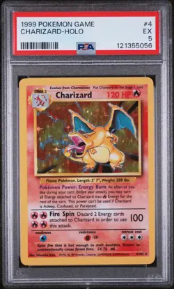 1999 Pokemon TCG Base Set Charizard Holo Rare Card 4/102 PSA 5 - Image 1