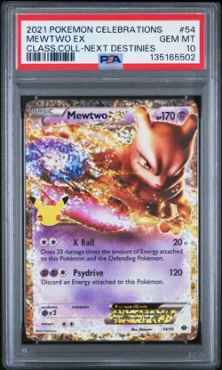 Pokemon 2021 Mewtwo EX 54/99 Celebrations Classic Collection Holo PSA 10 - Image 1
