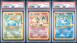 PSA 10 Pokemon Card Lot Celebrations Charizard, Blastoise & Venusaur Starters - Image 1