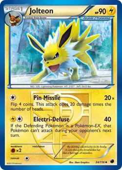 Pokemon TCG Jolteon Plasma Freeze 34/116 Regular Uncommon - Image 1