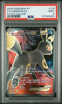 2016 POKEMON XY FATES COLLIDE #119 FULL ART/UMBREON EX PSA 9 - Image 1