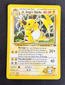 Pokemon TCG Lt. Surge's Raichu Holo Unlimited Rare Karte Gym Challenge 11/132 - Image 1