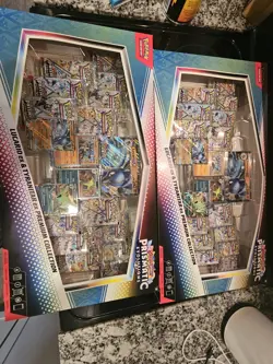 PRISMATIC EVOLUTIONS Lucario EX and Tyranitar EX Premium Collection In Hand!! - Image 2
