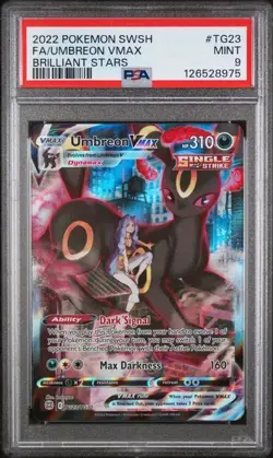 PSA 9 MINT Umbreon VMAX Brilliant Stars Full Art Holo 2022 Pokemon TG23 - Image 1