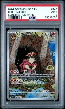 PSA 9 MINT Turtonator Stellar Crown Illustration Rare 2024 Pokemon 146/142 - Image 1
