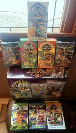 Ultimate Pokemon Mystery Power Box Collection 2021,22,23,Boxes/Hangers(LOT Of 9) - Image 1