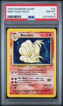 PSA 8 NM-MT Ninetales Base Set Holo Vintage Unlimited 1999 WOTC Pokemon 12/102 - Image 1
