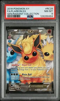 PSA 8 NM-MT Flareon EX Generations Radiant Collection Full Art Holo Pokemon RC28 - Image 1