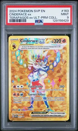 PSA 9 MINT Cinderace ex UPC Black Star Promo Gold Holo Pokemon SVP 163 - Image 1