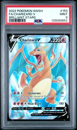 PSA 9 MINT Charizard V Brilliant Stars Full Art Holo 2022 Pokemon 153/172 - Image 1