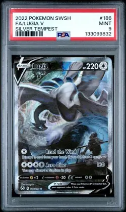 PSA 9 MINT Lugia V Silver Tempest Full Art Holo 2022 Pokemon 186/195 - Image 1