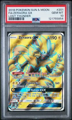 PSA 10 GEM MINT Zeraora GX Lost Thunder Full Art Holo 2018 Pokemon 201/214 - Image 1