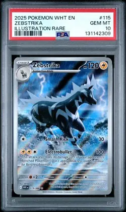 PSA 10 GEM MINT Zebstrika White Flare Illustration Rare Holo Pokemon 115/086 - Image 1