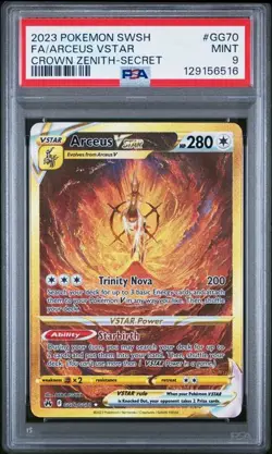 PSA 9 MINT Arceus VSTAR Crown Zenith Secret Gold Holo Rare Pokemon GG70 - Image 1