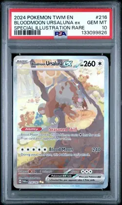PSA 10 GEM MINT Bloodmoon Ursaluna ex Twilight Masquerade 2024 Pokemon 216/167 - Image 1