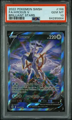 PSA 10 GEM MINT Arceus V Brilliant Stars Full Art Holo Pokemon 166/172 - Image 1