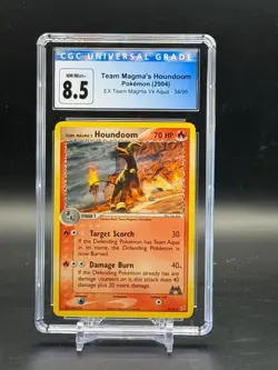 CGC 8.5 NM/Mint+ Team Magma's Houndoom EX Team Magma Vs Aqua Pokemon 34/95 - Image 1