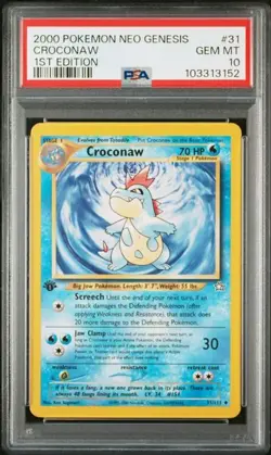 PSA 10 GEM MINT Croconaw Neo Genesis 1st Edition 2000 WOTC Pokemon 31/111 - Image 1