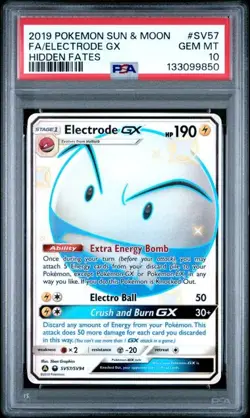 PSA 10 GEM MINT Electrode GX Hidden Fates Shiny Holo Rare 2019 Pokemon SV57 - Image 1