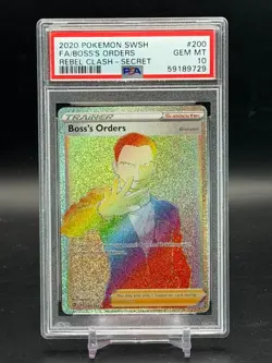 PSA 10 GEM MINT Boss's Orders Rebel Clash Full Art Secret Rare Pokemon 200/192 - Image 1