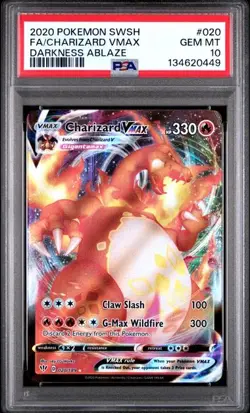 PSA 10 GEM MINT Charizard VMAX Darkness Ablaze Full Art Holo Pokemon 020/189 - Image 1