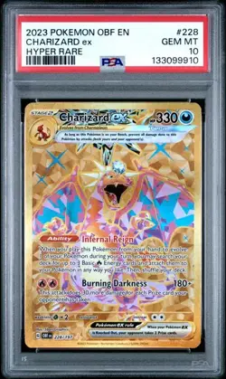 PSA 10 GEM MINT Charizard ex Obsidian Flames Hyper Rare Gold Pokemon 228/197 - Image 1