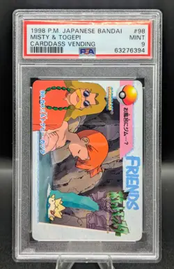 1998 Pokemon Japanese Bandai Carddass Vending 98 Misty & Togepi PSA 9 Mint 🔥🔥 - Image 1