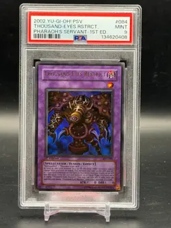 PSA 9 MINT Thousand-Eyes Restrict Pharaoh's Servant 1st Edition Yugioh PSV-084 - Image 1