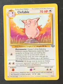 Clefable 17/64 Jungle Non Holo Rare Vintage WOTC Pokemon Card - Image 1