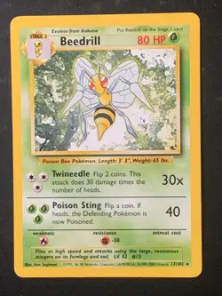 Beedrill 17/102 Base set Rare 4th print Vintage WOTC Pokemon Card - Image 1