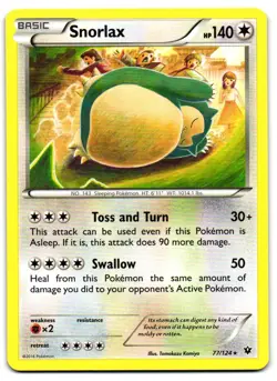 Snorlax 77/124 - Fates Collide Rare Pokemon TCG - MP Card - Image 1