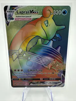 Lapras VMAX 203/202 Sword & Shield Rainbow Secret Rare Holo Pokemon Card NM - Image 3