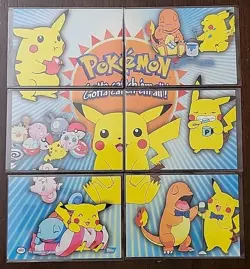 NM! (X1 DMG) Topps Pokemon Series 3 Complete Puzzle Card Set P01 - P06 Blue - Image 1