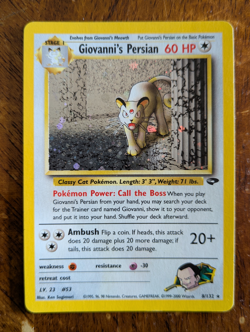 Giovanni's Persian 8/132 Unlimited Gym Challenge Pokemon Card TCG Holo Rare NM - Image 1