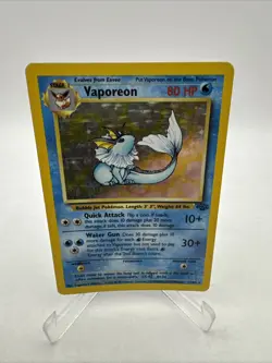 Vaporeon 12/64 Jungle Unlimited Holo Rare WoTC Pokemon Trading Card Game 1999 MP - Image 1