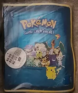 New 1999 BLOCKBUSTER - POKEMON - Clear Blue Trading Card 3-Ring Zipper Binder - Image 1