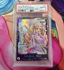 PSA10 One Piece Card Game Charlotte Pudding Flagship OP08-067 "For Asia" - Image 1