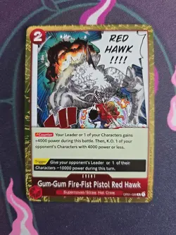 OP01-026 Gum-Gum Fire-Fist Pistol Red Hawk Rare One Piece TCG Card - Image 1